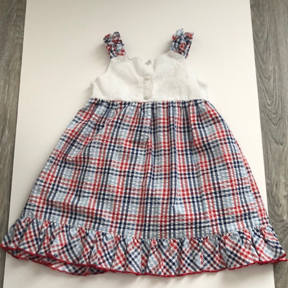 Bonnie Jean Red, White & Blue Dress w/Eyelet Top & Red Bow Size 3T - Picture 5 of 7